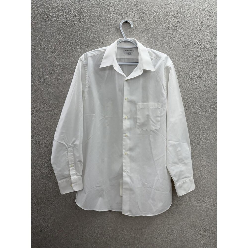 Van Heusen Mens Button Up Shirt 15.5 White Regular Fit Poplin Long Sleeve NWTs
